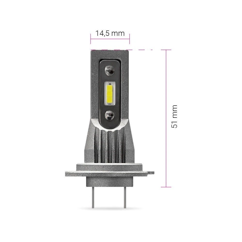 KIT 2 LAMPADINE SIRIUS LED H7 SHORT OMOLOGATO 6000K BIANCO GHIACCIO
